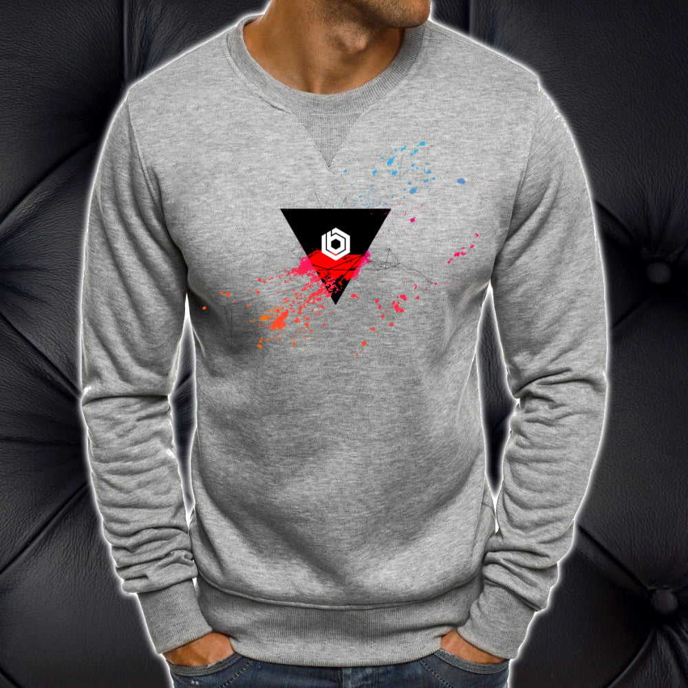 Bakroom Festival Sweatshirt in Spray Design, Black and Grey