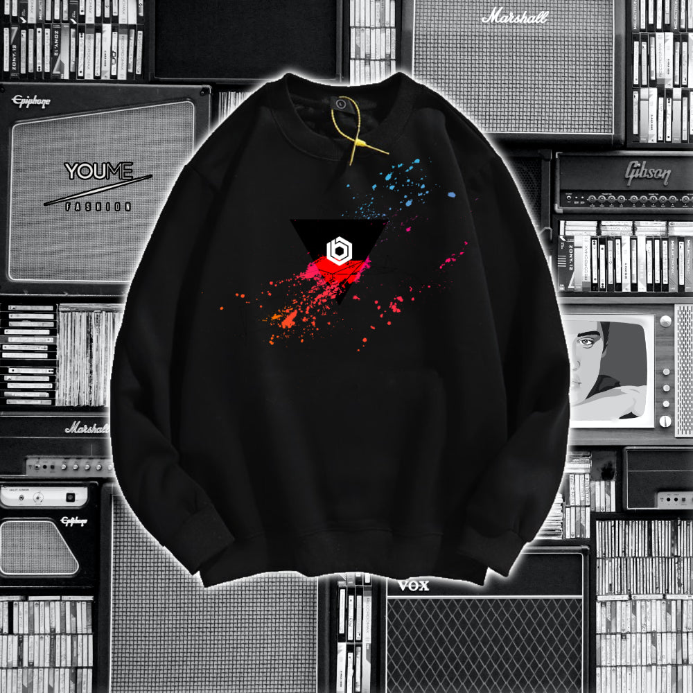 Bakroom Festival Sweatshirt in Spray Design, Black and Grey