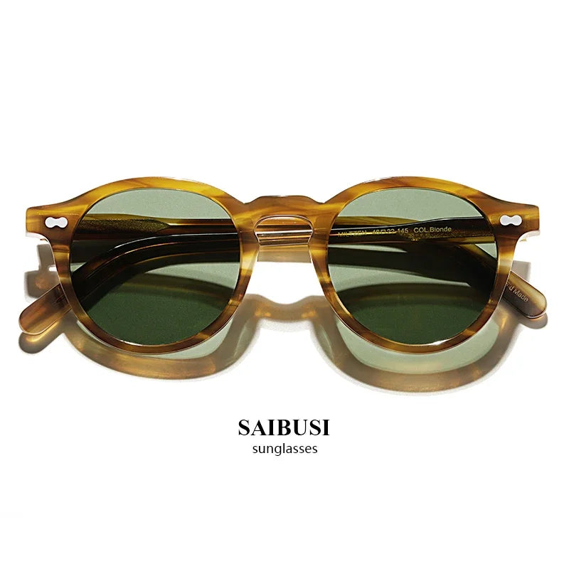 Vintage Polarized Sunglasses Men Classical retro Brand Designer outdoor Driving Round acetate women prescription Sun Glasses