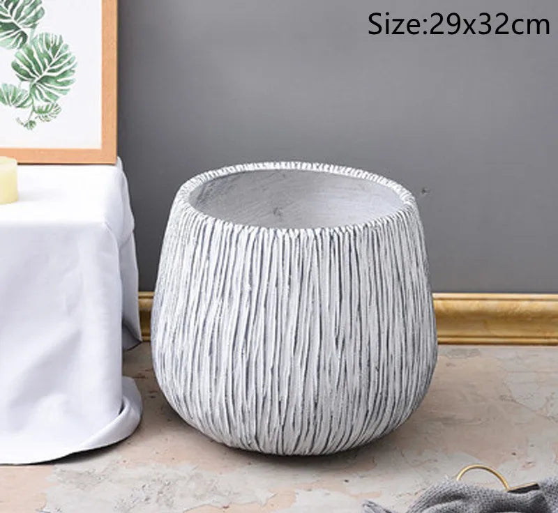 Nordic Style Fiber Reinforced Cement Flower Pot Round Simulation Plant Decoration Magnesia Clay High Quality Nursery Flowerpot