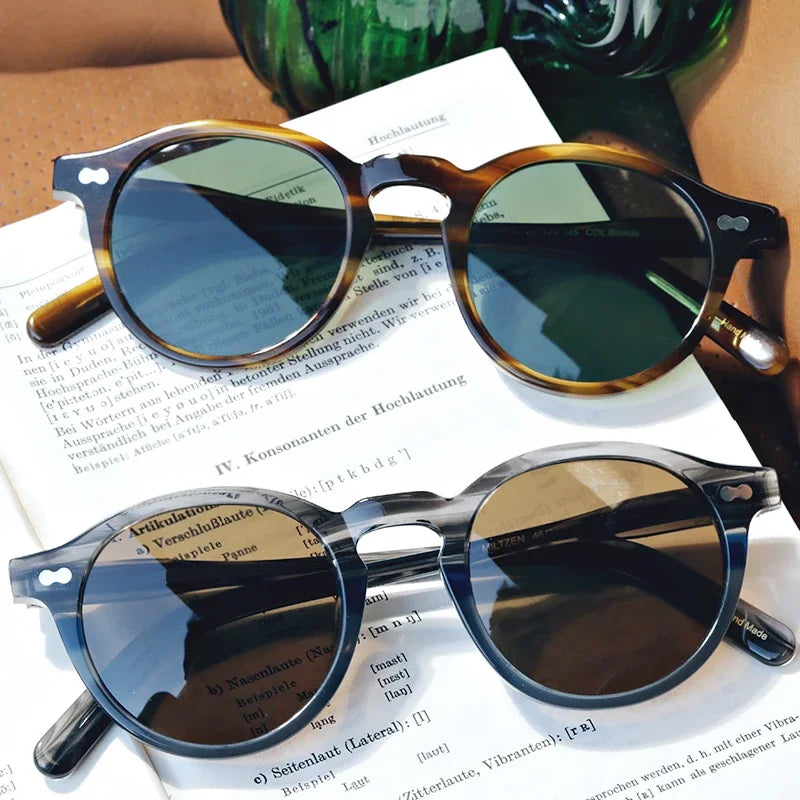 Vintage Polarized Sunglasses Men Classical retro Brand Designer outdoor Driving Round acetate women prescription Sun Glasses