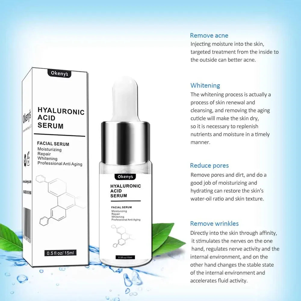 Okeny's Hyaluronic Acid Face Serum - 15ml Moisturizing Elixir for Anti Aging & Skin Firming