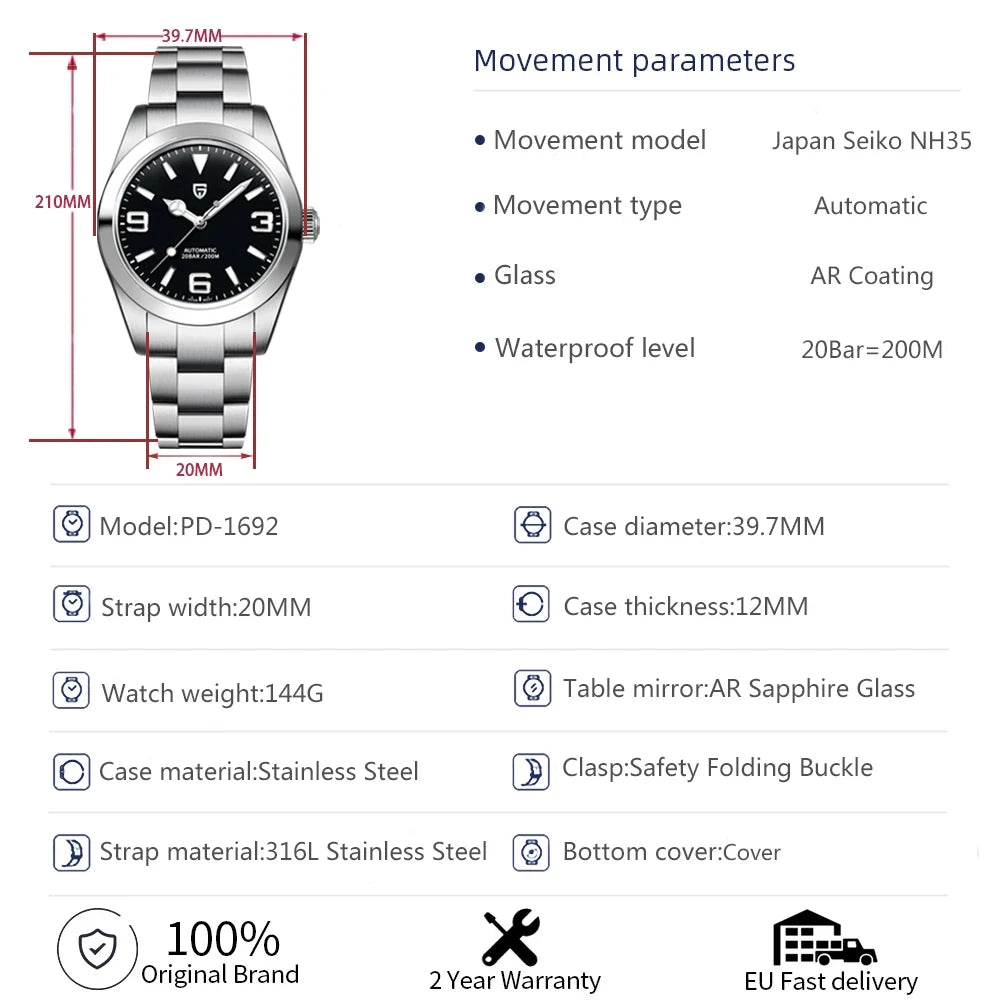 PAGANI PD-1692AK – Automatic Waterproof Watch