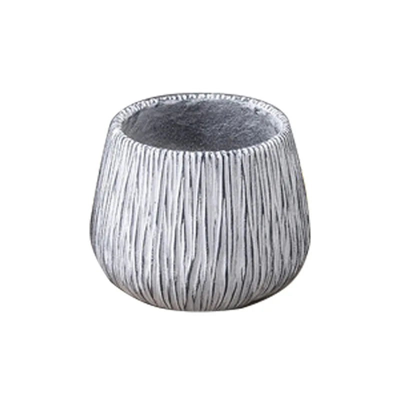 Nordic Style Fiber Reinforced Cement Flower Pot Round Simulation Plant Decoration Magnesia Clay High Quality Nursery Flowerpot