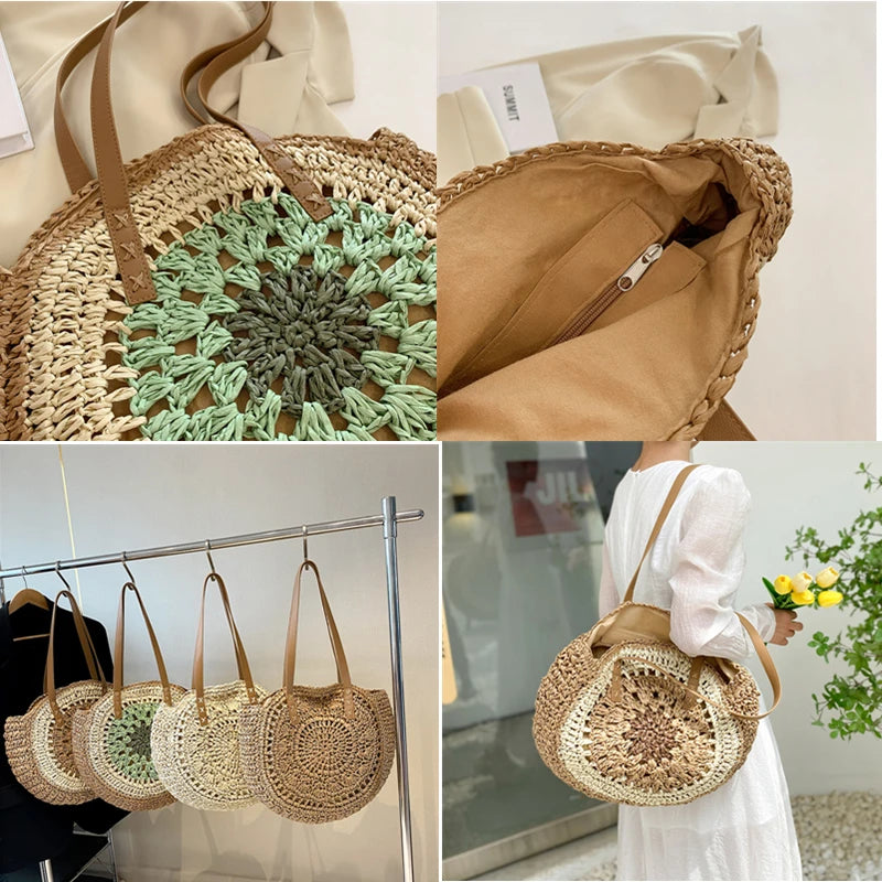 Bohemian Summer Style: Women's Handmade Woven Straw Beach Bag