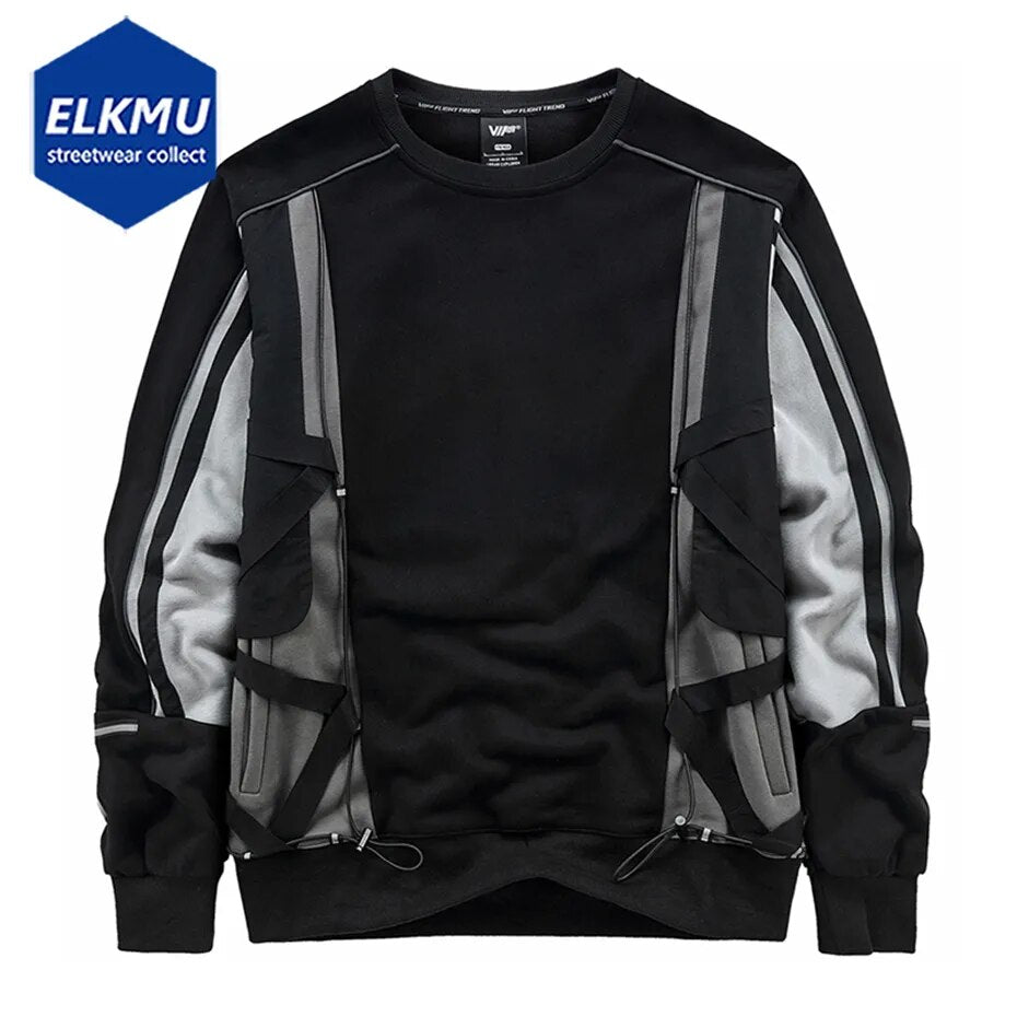 ELKMU Techwear Hoodie – Streetwear Hip Hop Pullover
