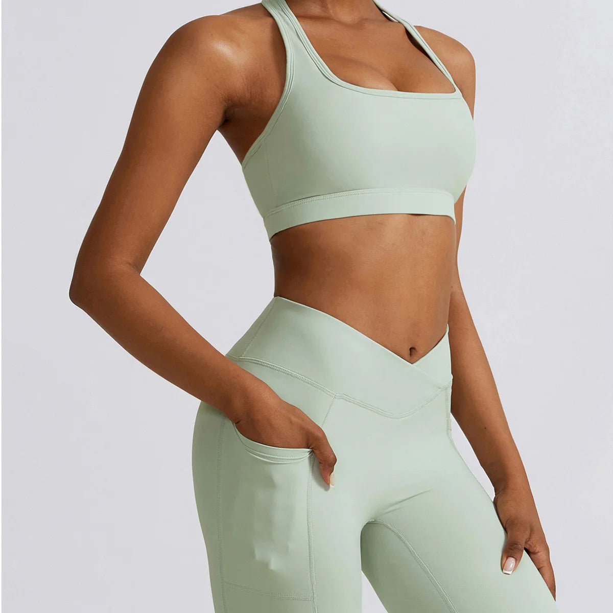 Workout Women Basic Yoga Set 2pcs Seamless Fitness Hip-hugging Flared Leggings Sport Push Up Female Tracksuit Running Gym Gear