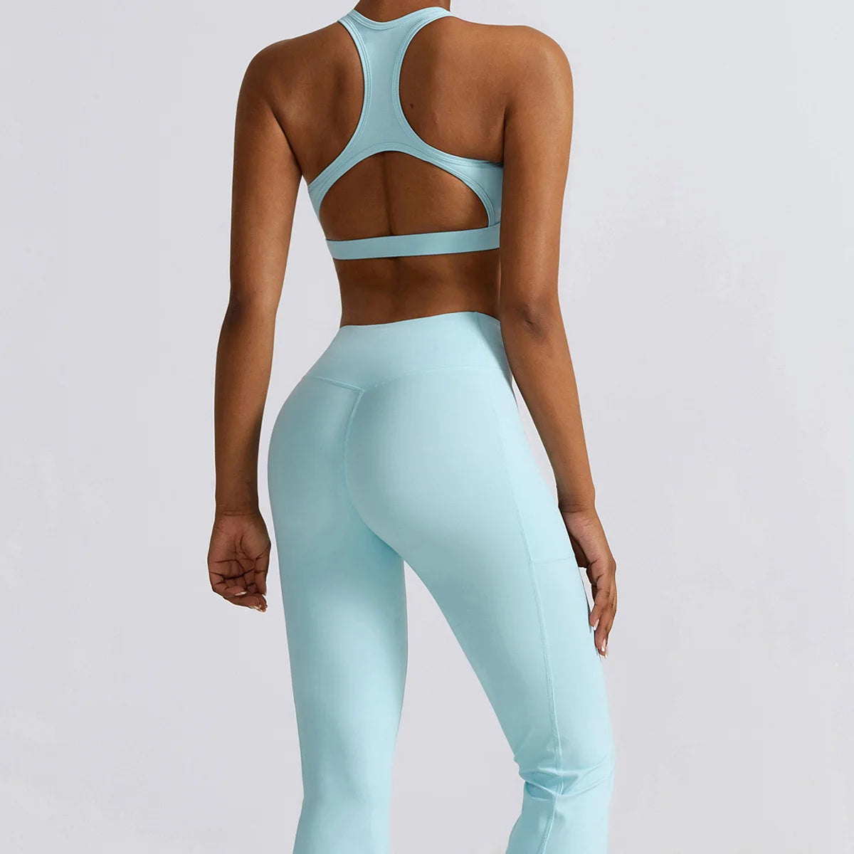 Workout Women Basic Yoga Set 2pcs Seamless Fitness Hip-hugging Flared Leggings Sport Push Up Female Tracksuit Running Gym Gear