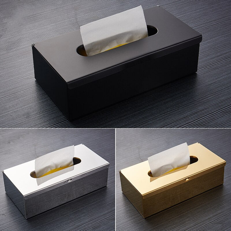Keep Your Space Tidy with our Selection of Tissue Boxes in Matte Black, Silver, and Gold Finishes