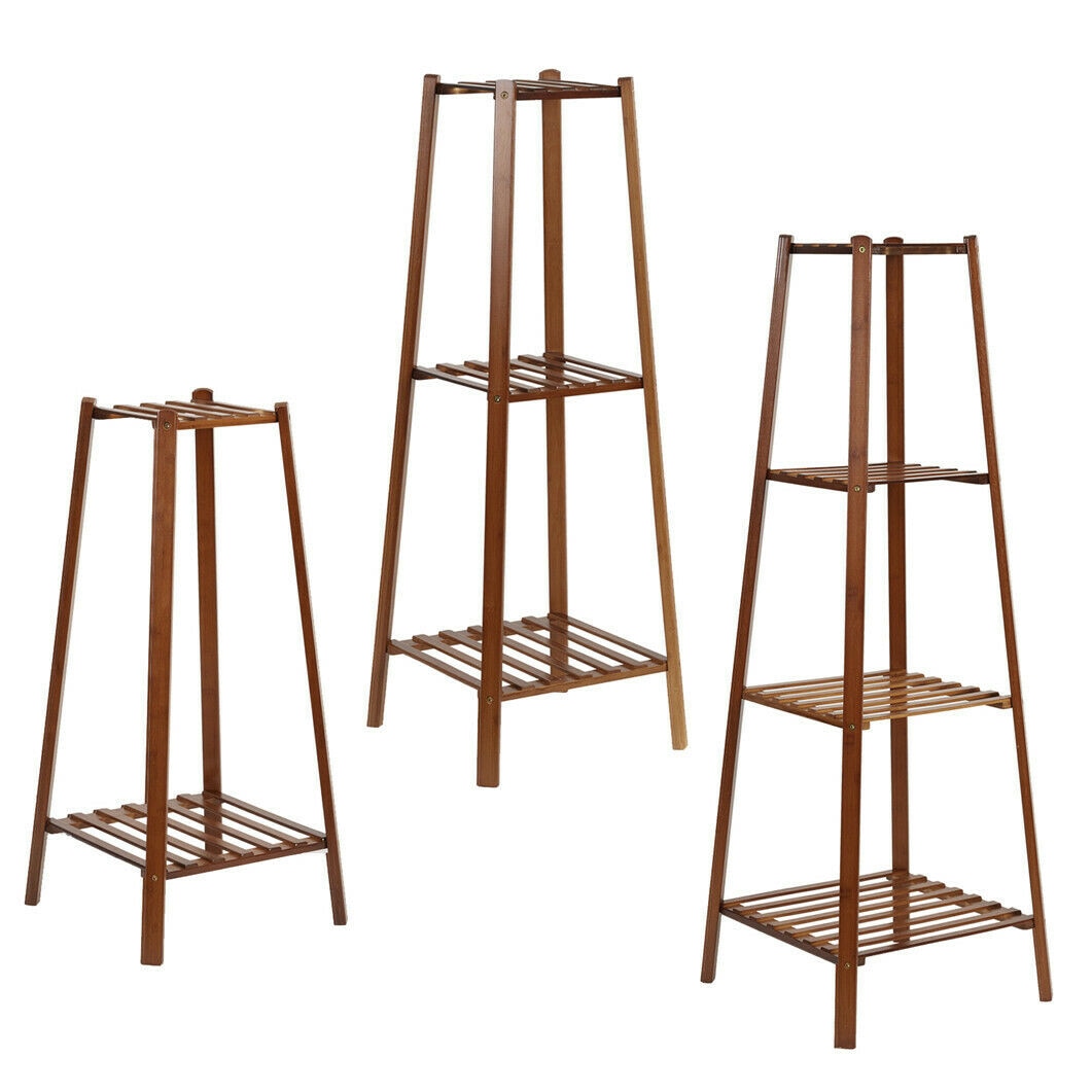 Tall Bamboo Plant Stand Flower Pot. Display Rack Shelf Indoor.