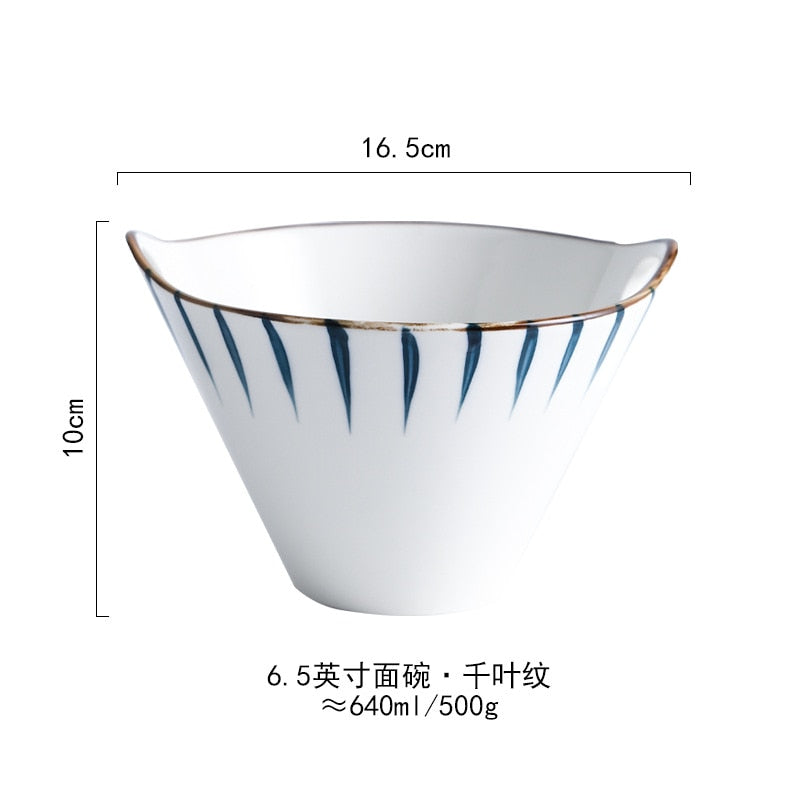 Ceramic Hand painted Japanese Style Ramen Noodle, Soup Bowl.