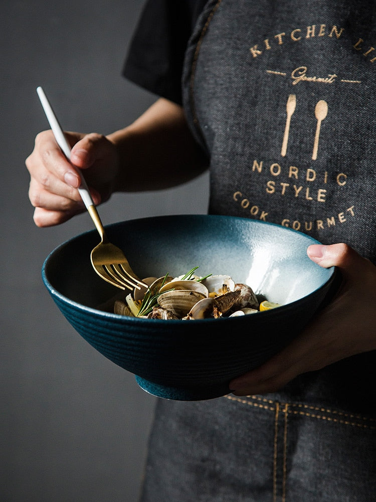 Japanese Ramen Bowl. Ceramic Household Salad Tableware