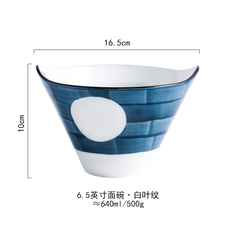 Ceramic Hand painted Japanese Style Ramen Noodle, Soup Bowl.
