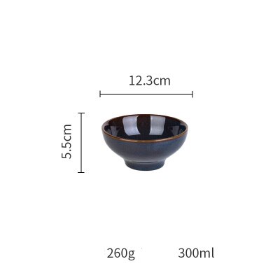 Deep Blue Color Ceramic Tableware Retro Glazed Dinnerware, Porcelain Pottery Dish Plate