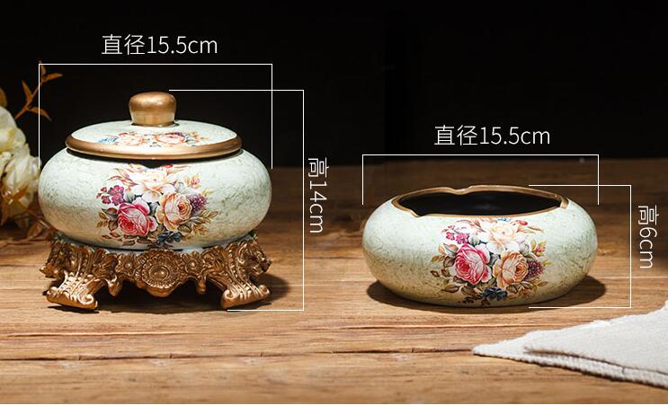 Chinese Retro Ceramic Large Ashtray with Lid. Modern Minimalist Living Room Decoration.