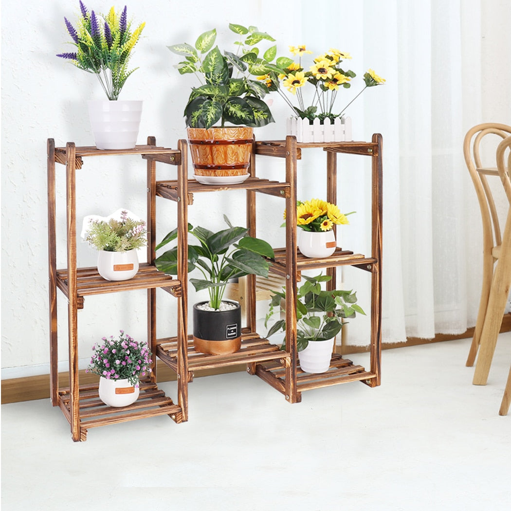 Wooden 8 Tiers Office Plant Stand - Perfect for Indoor Use!