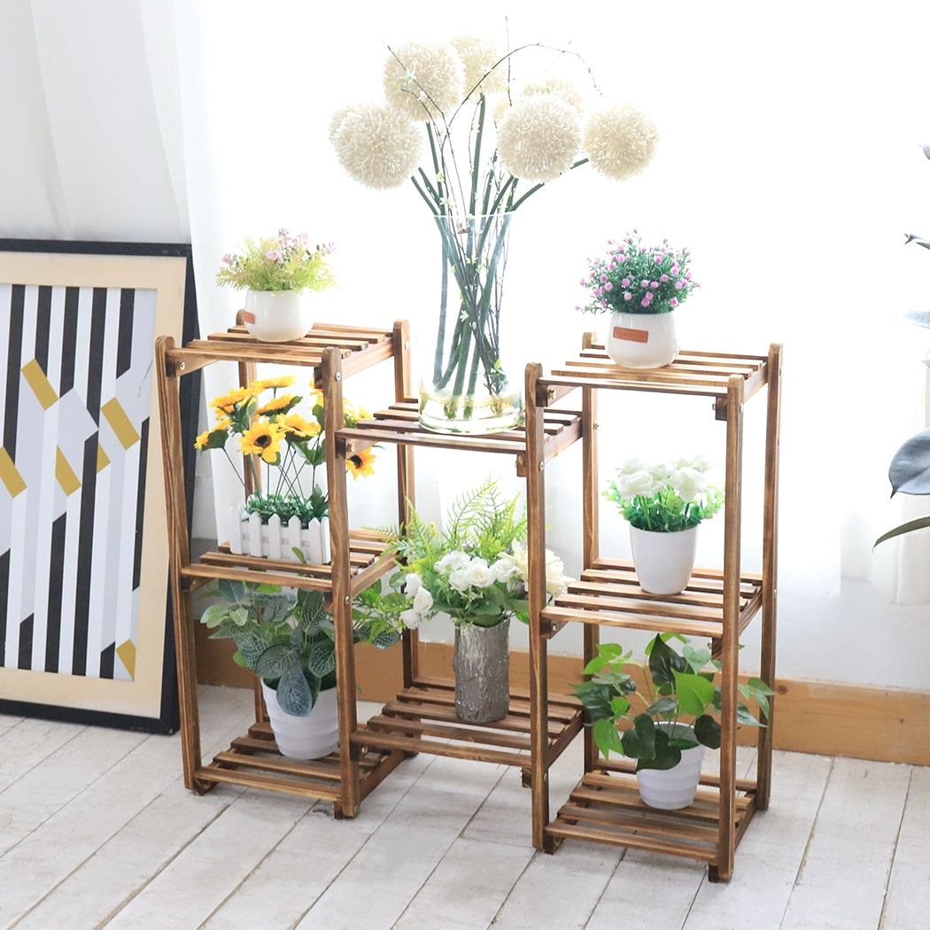 Wooden 8 Tiers Office Plant Stand - Perfect for Indoor Use!