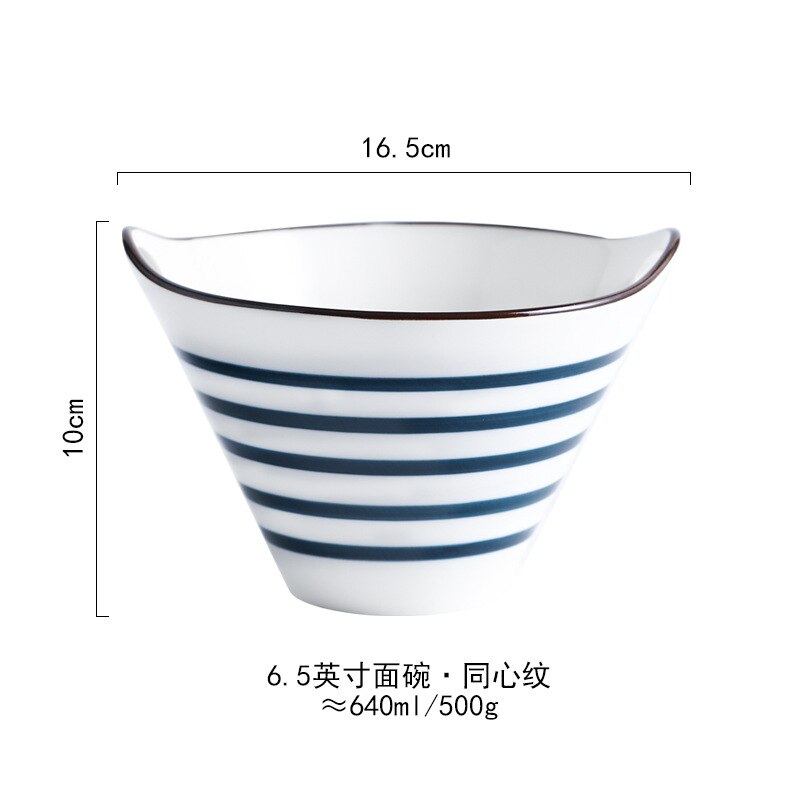 Ceramic Hand painted Japanese Style Ramen Noodle, Soup Bowl.