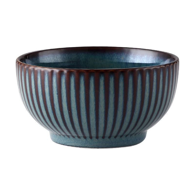 Blue Tableware Set Kiln Glazed Ceramic Rice Salad Round Dish Dinner Plate Fish Plate Dinnerware