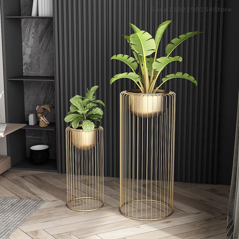 Nordic Minimalist Wrought Iron Floor-to-ceiling Living Room Flower Pot Plant Stand. Balcony Decoration