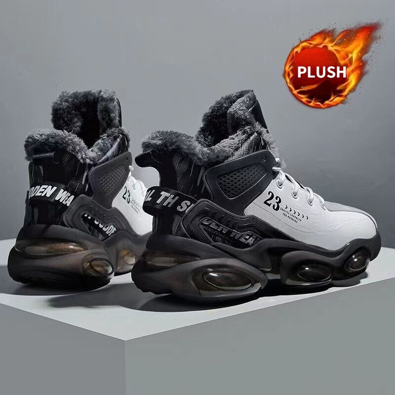 Topvivi Winter Men's Ravr Waterproof Sneakers: Leather Casual Shoes with Plush Warm Lining