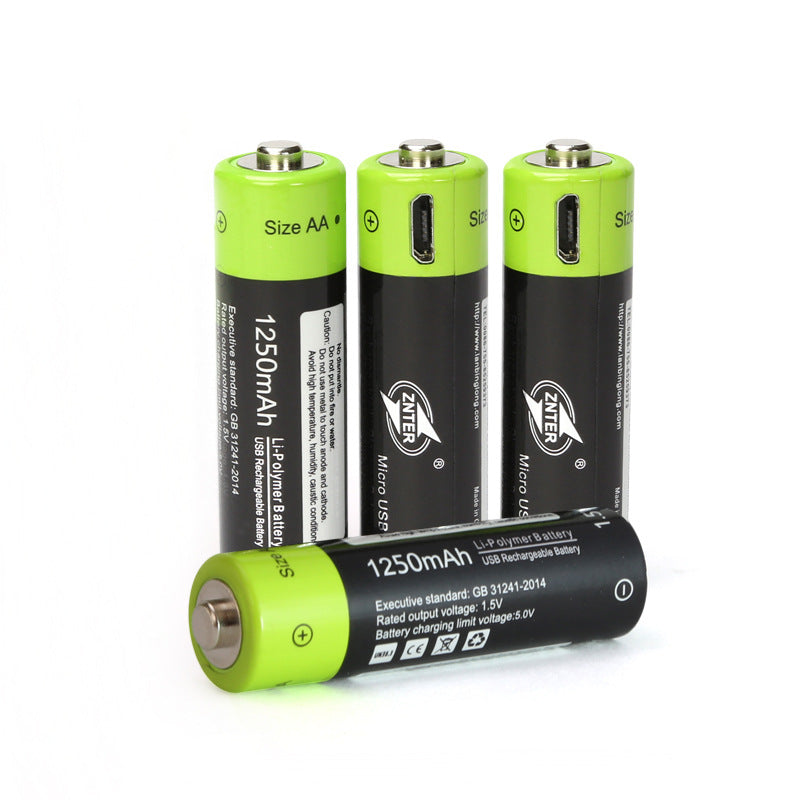 No.5 USB Rechargeable Lithium Battery 1.5V Four Sections One Drag Four Charging Cable Set