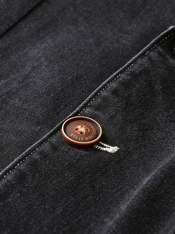 Men's Casual Loose Denim Blazer, Multi-pocket Suit Jacket