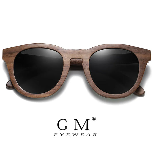 GM Natural Walnut Wooden Sun glasses for Men Polarized Sunglasses Sustainable Bamboo
