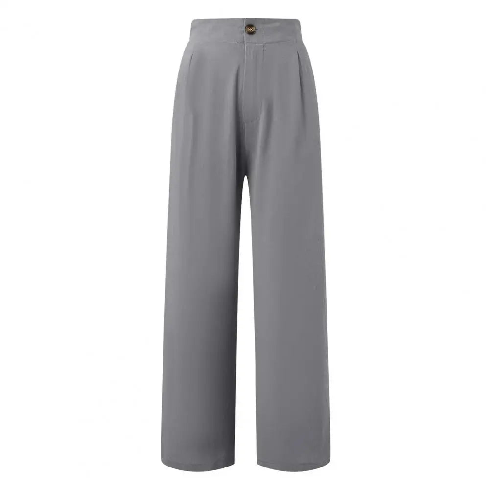 Women's High-Waist Wide Leg Pants with Pockets - Casual Streetwear Fashion