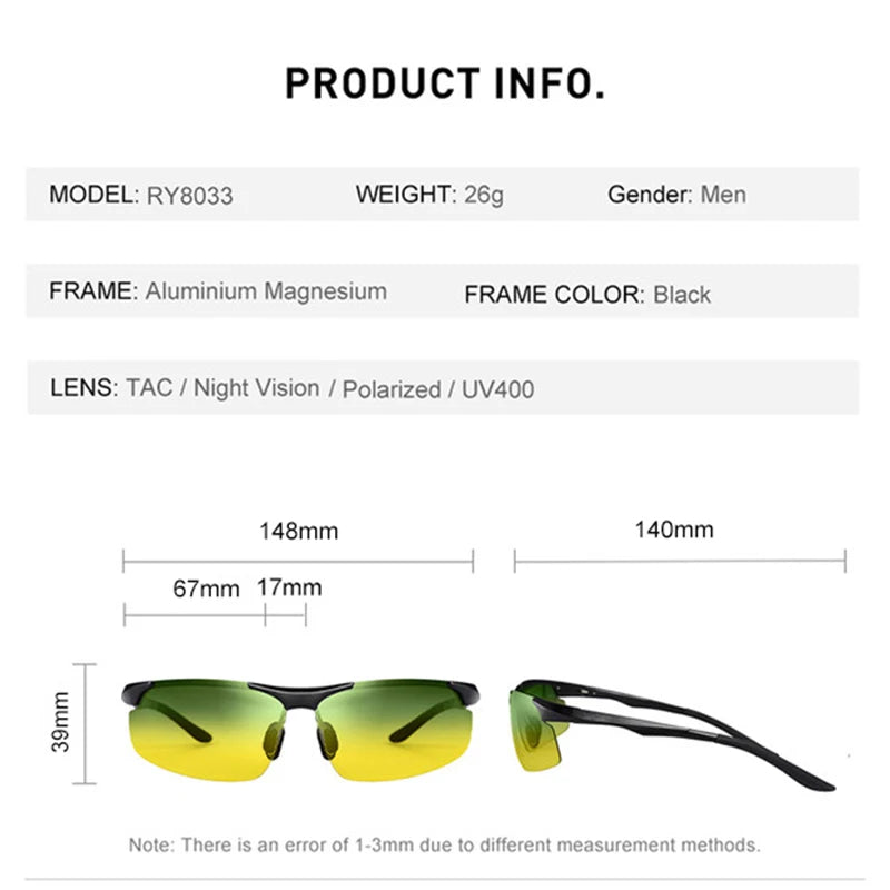 CAPONI Day And Night Sunglasses: Versatile Aluminum Shades for Men, UV400 Protection