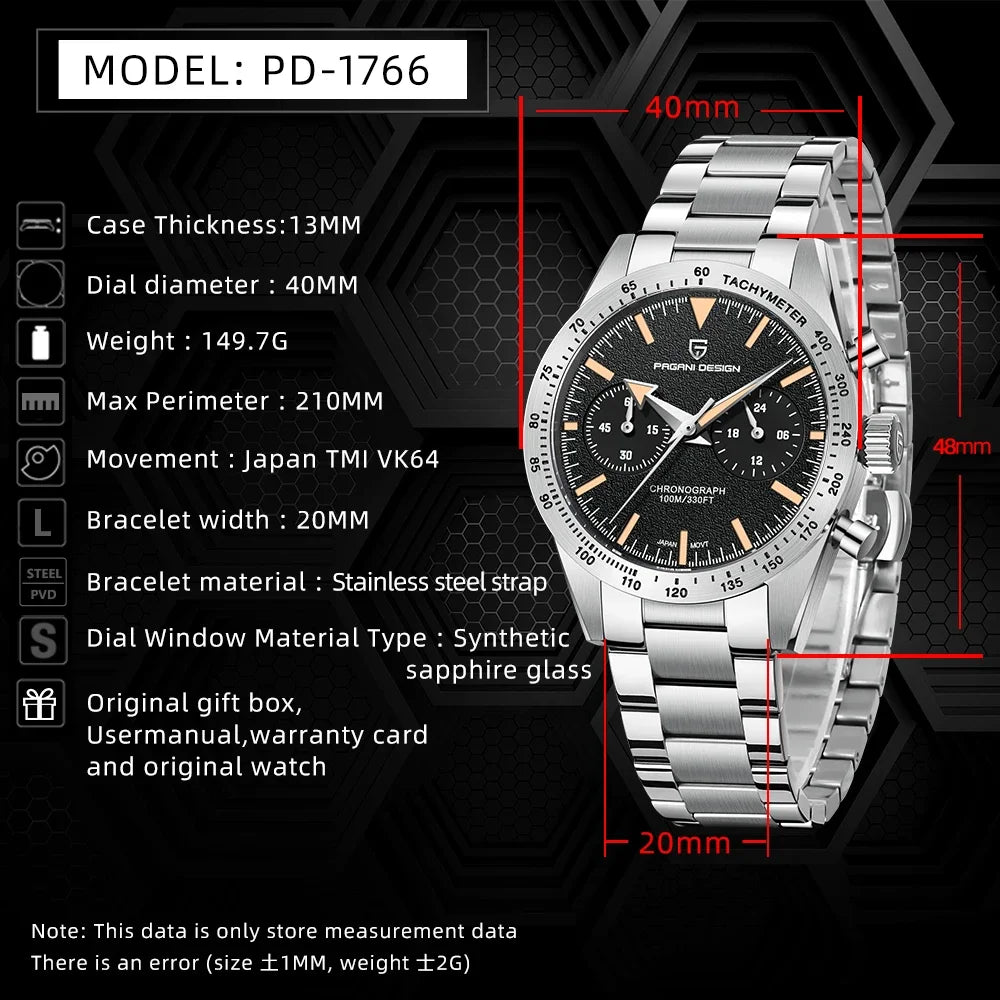 Elevate your wristwear with the PAGANI PD-1766 Moon Quartz Watch