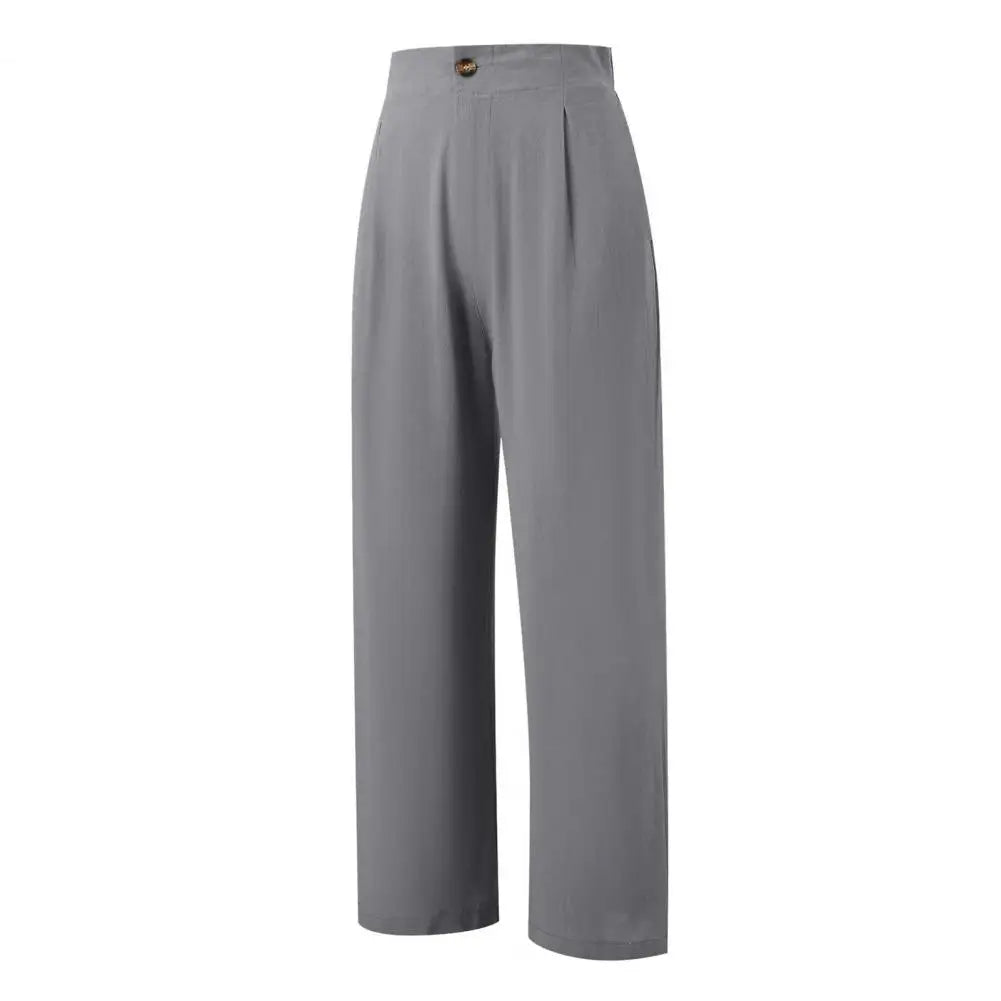Women's High-Waist Wide Leg Pants with Pockets - Casual Streetwear Fashion