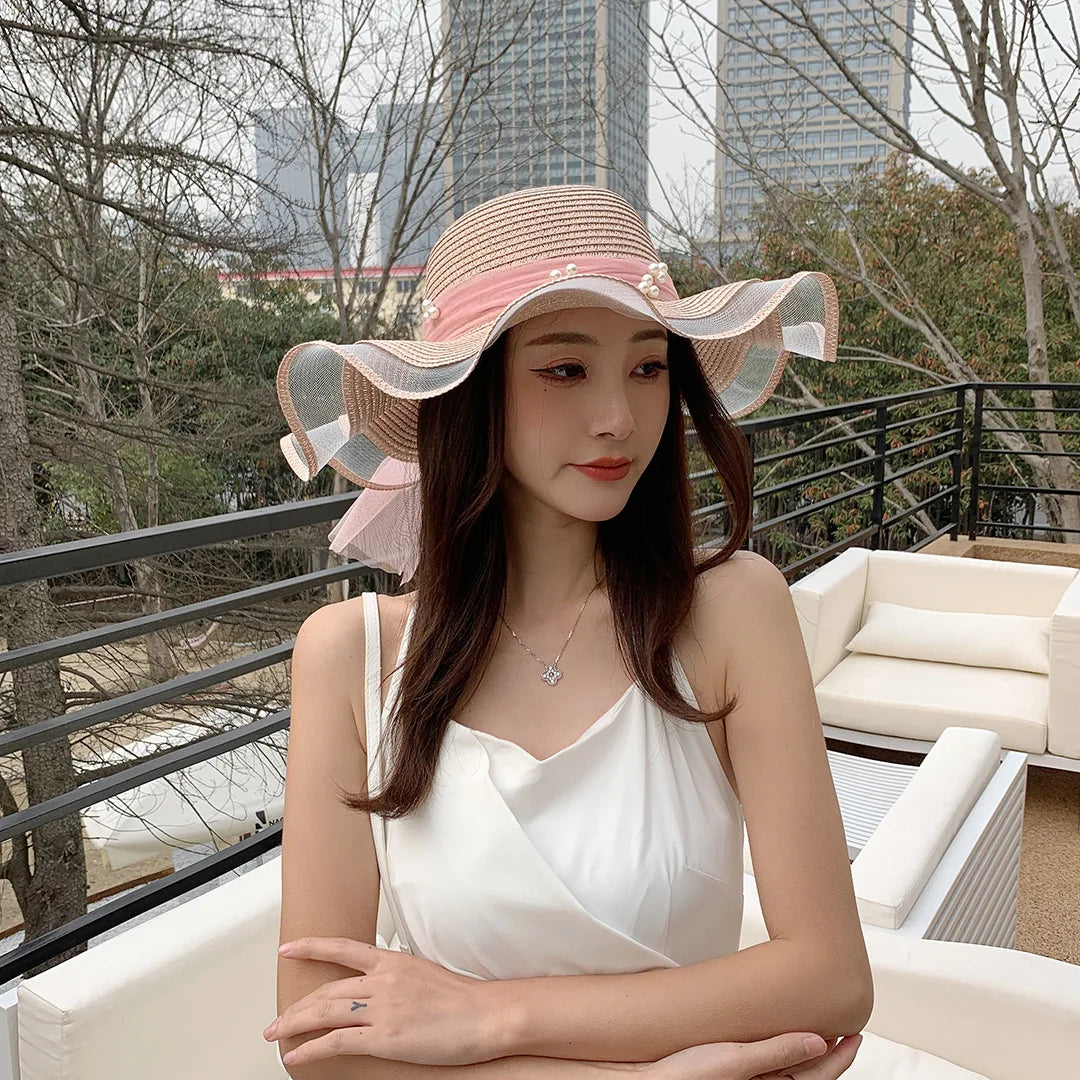 UTHAI Women's Raffia Sun Hat with Bow: Casual Spring and Summer Style