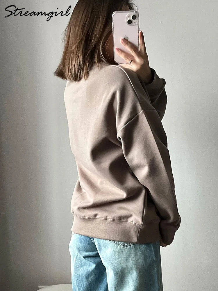 Streamgirl Spring Women's Oversized Cotton Sweatshirt