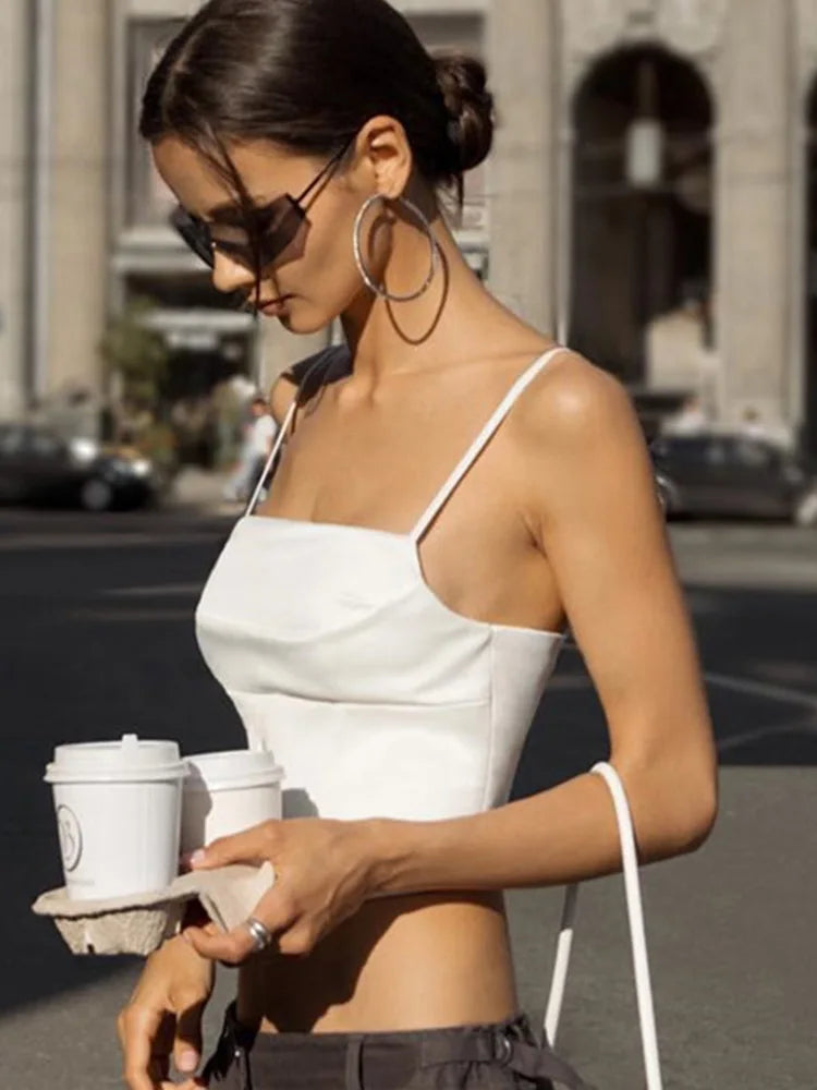 Sexy Backless Spaghetti Strap Tank Top - Women's Summer Lace Up Bandage Crop Top  Description: