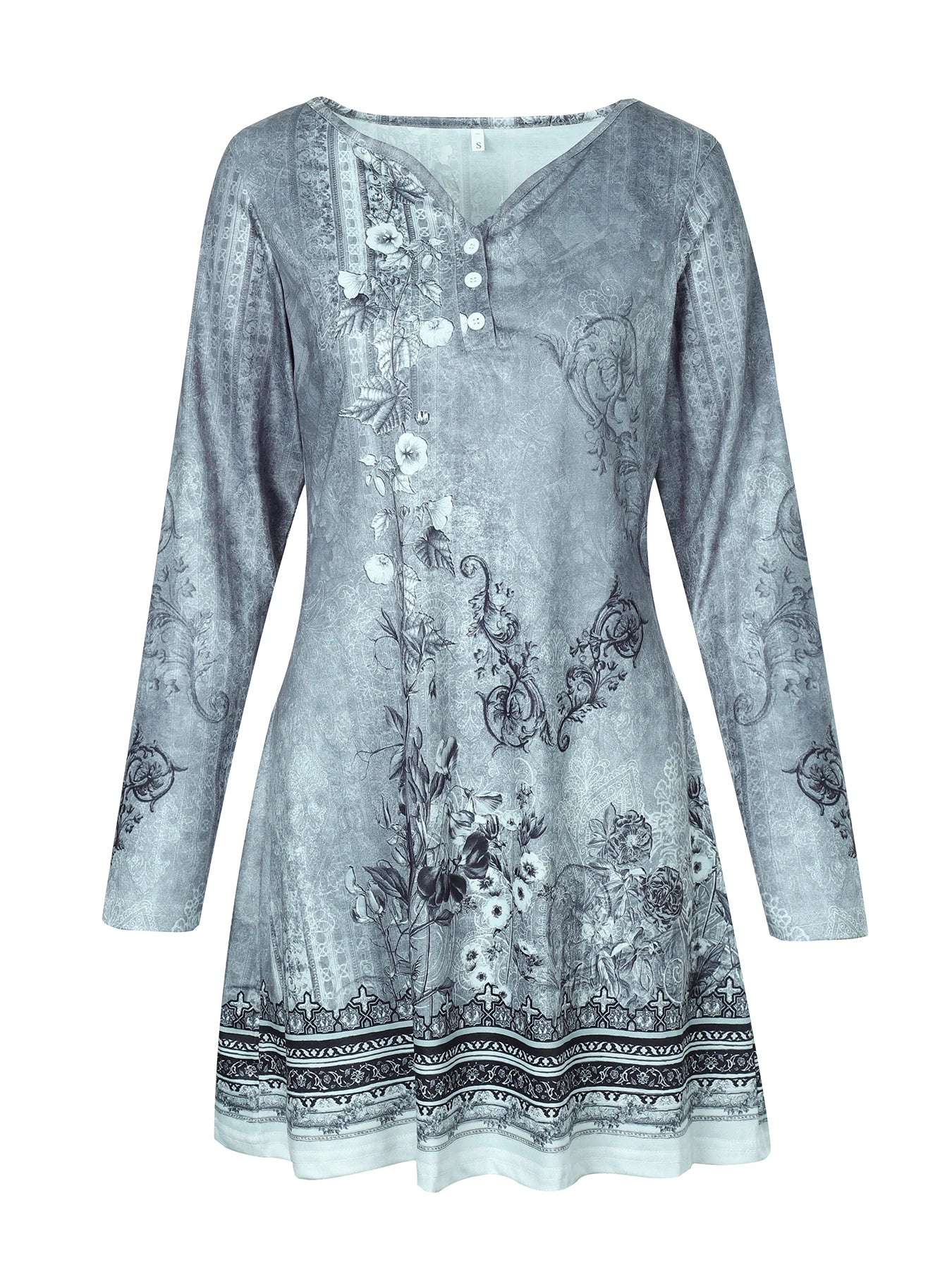 Vintage Floral V-Neck Dress