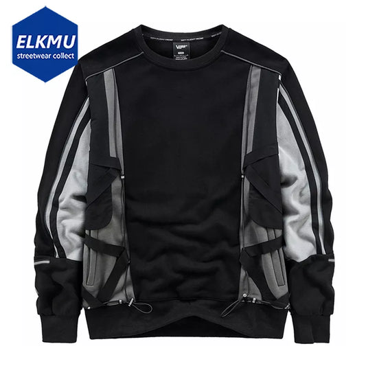 Techwear Sports Streetwear Hip Hop Pullover. Oversized Casual Sweatshirt, Loose Cotton