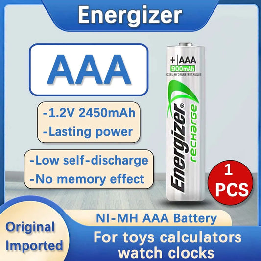 Energizer 1.2V AAA Battery - Rechargeable Ni-MH Batteries (Bundle of 2, 4, 8, 12, 16, or 20)