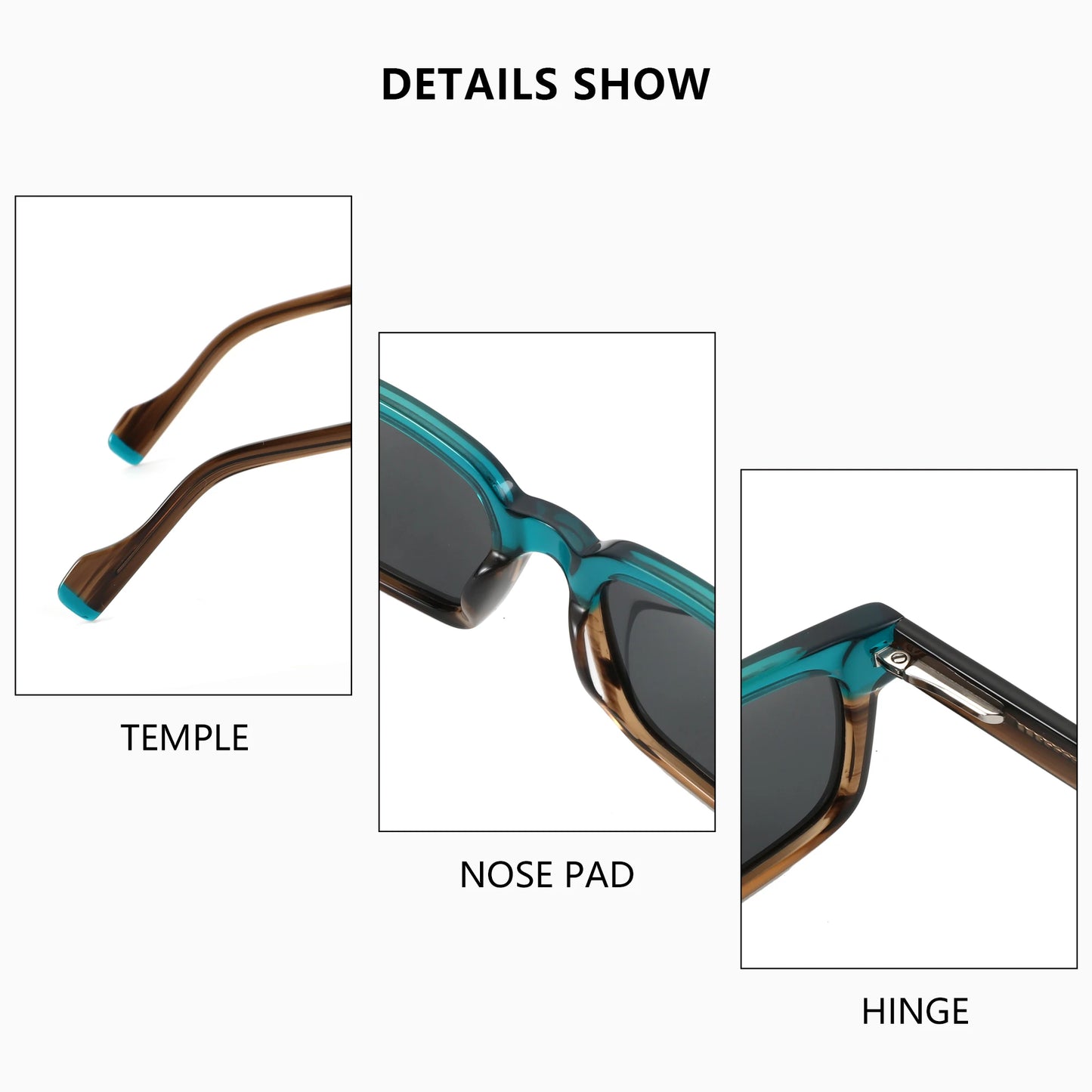 ZENOTTIC Trend Square Polarized Sunglasses Handmade Acetate Shades