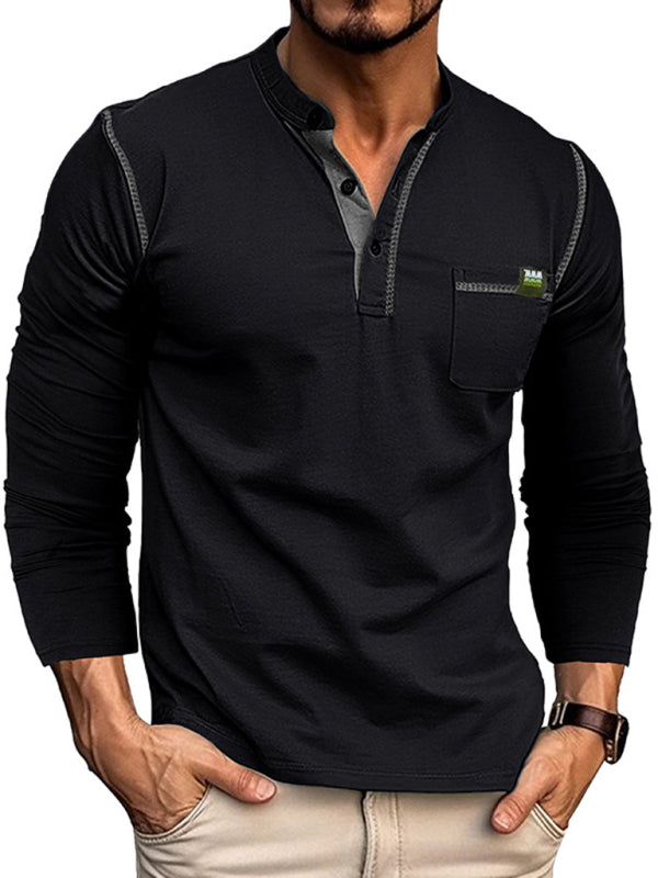 HENLEY Men's Colour Block Knitted Long Sleeve T-Shirt