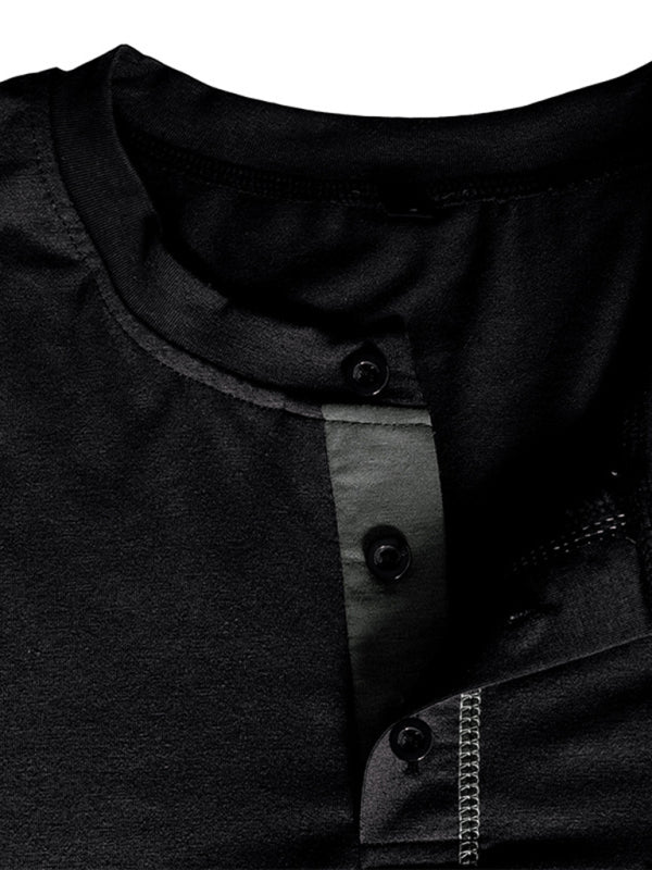 HENLEY Men's Colour Block Knitted Long Sleeve T-Shirt