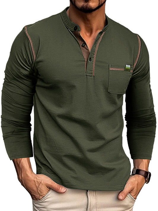 HENLEY Men's Colour Block Knitted Long Sleeve T-Shirt