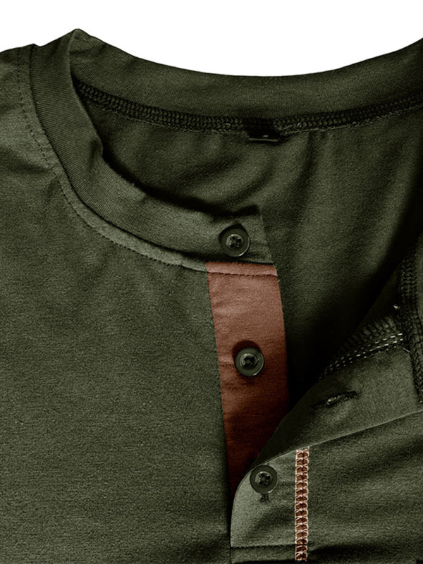 HENLEY Men's Colour Block Knitted Long Sleeve T-Shirt
