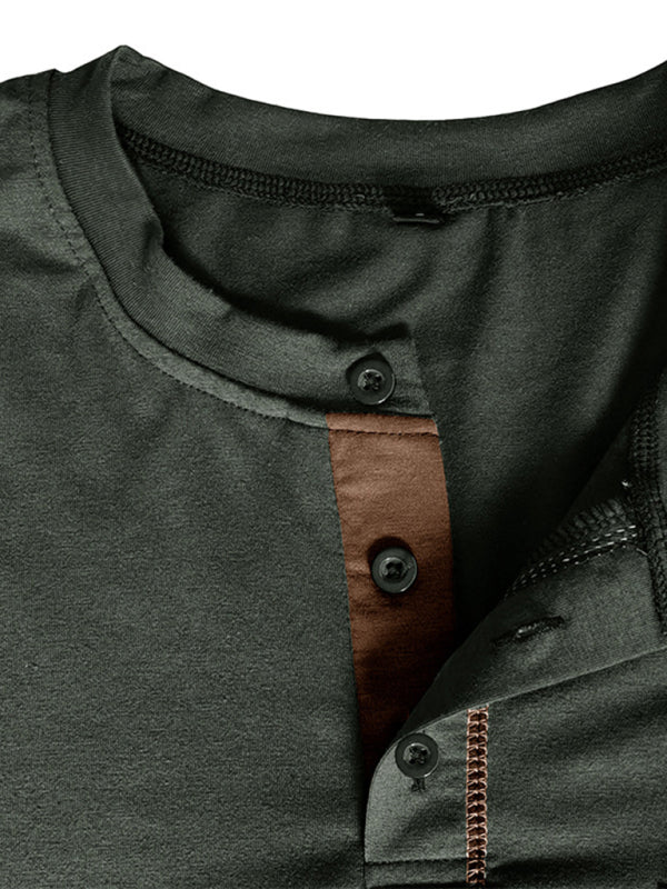 HENLEY Men's Colour Block Knitted Long Sleeve T-Shirt