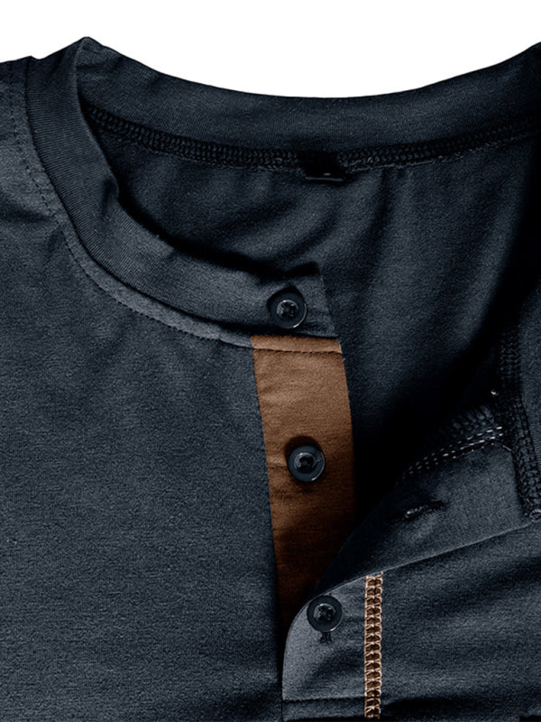HENLEY Men's Colour Block Knitted Long Sleeve T-Shirt
