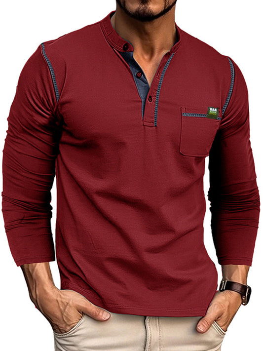 HENLEY Men's Colour Block Knitted Long Sleeve T-Shirt