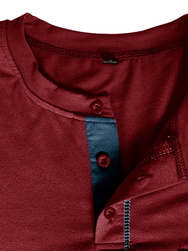 HENLEY Men's Colour Block Knitted Long Sleeve T-Shirt
