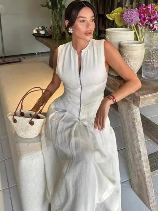 New Sleeveless V-neck Casual Dress