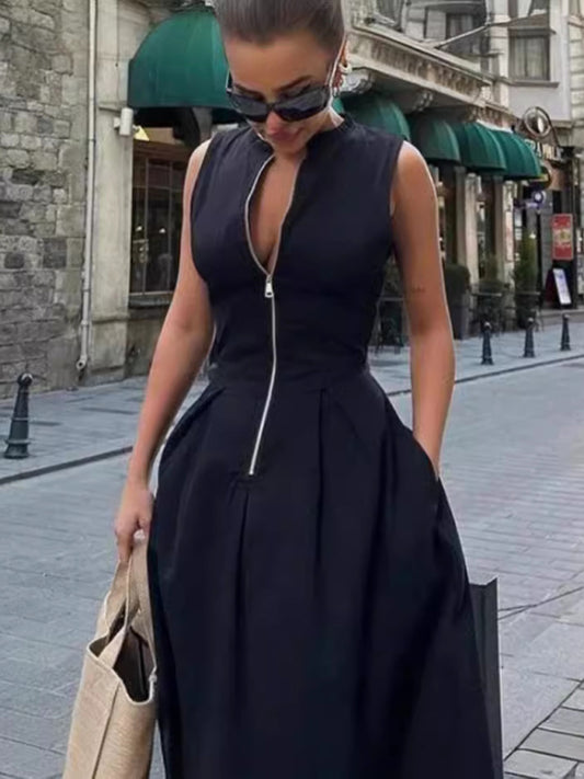 New Sleeveless V-neck Casual Dress