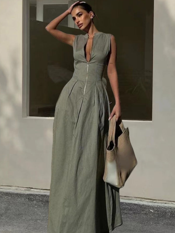 New Sleeveless V-neck Casual Dress